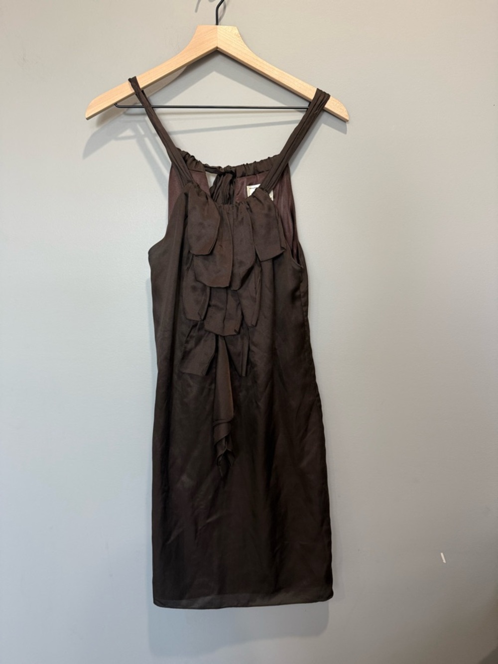 Milly New York Brown Ruffle-Front Mini Dress Size 0